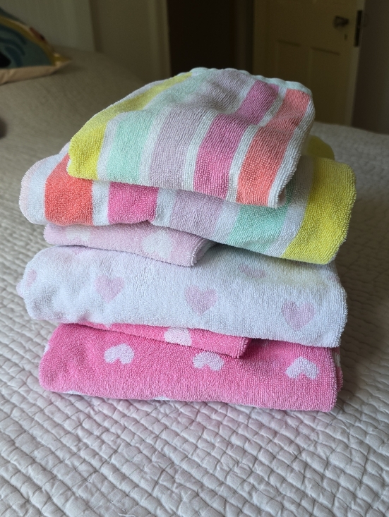 Pottery Barn Kids Other - Pottery Barn Kids Pastel Heart & Stripe Towel Bundle